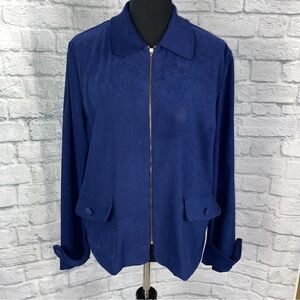Maren full zip collared jacket navy blue sz 14
